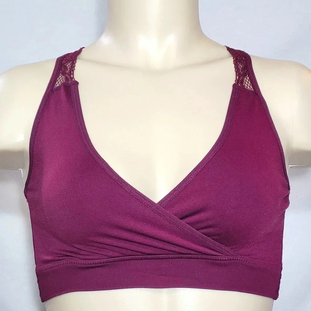 Gilligan & O'Malley Nursing Seamless Crossover SMALL Burgundy Air NWT New with
